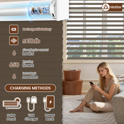 Kincmo Motorized Light Filtering Sheer Shades 75% Blackout - Soft