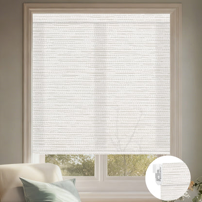 Kincmo No Drill Roller Shades, Motorized 70% Blackout Light Filtering - Aqua Waves