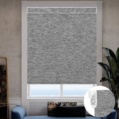 Kincmo No Drill Roller Shades, Motorized 100% Blackout - Aqua Waves