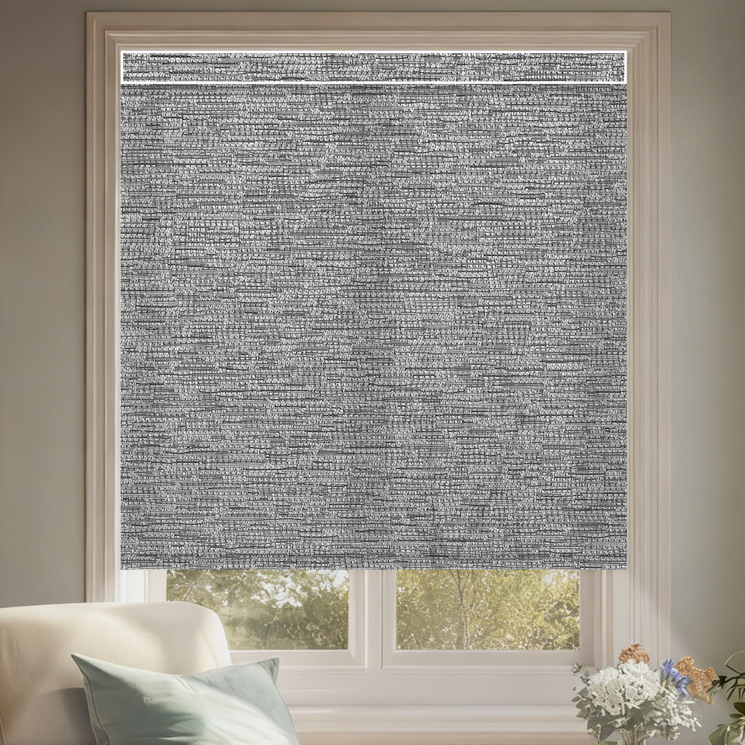 Kincmo Motorized Light Filtering Roller Shades 75% Blackout - Aqua Waves