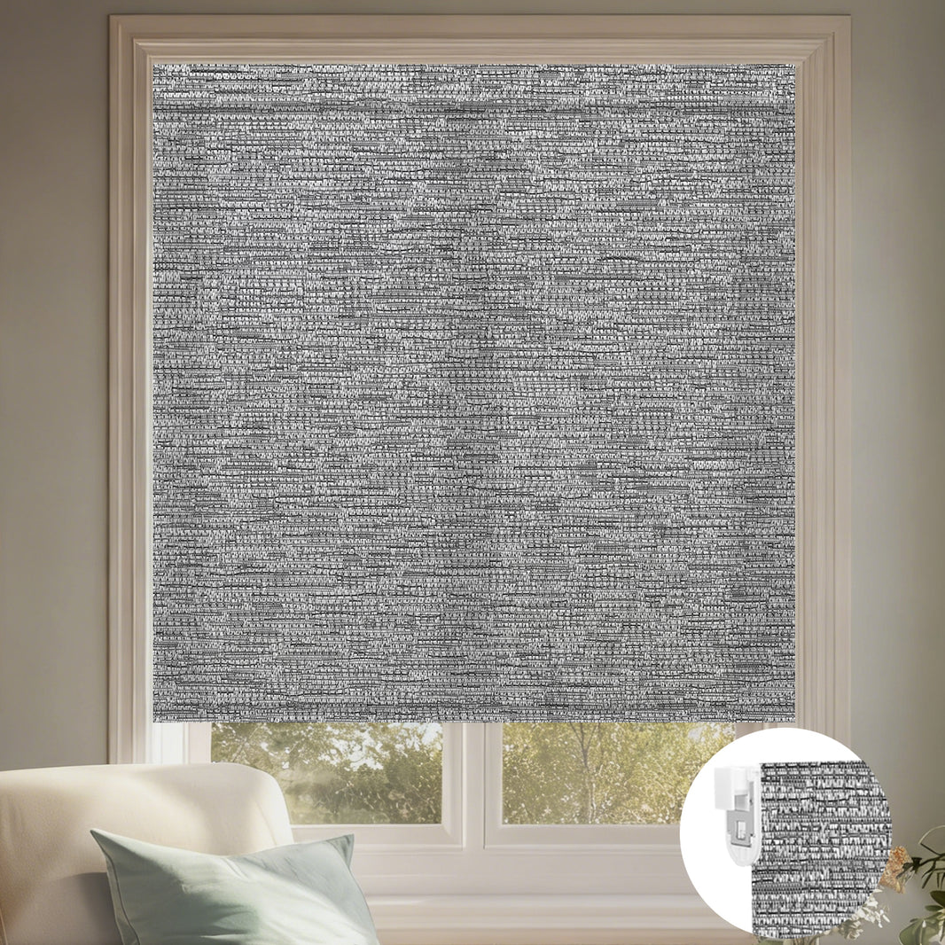 Kincmo No Drill Shades, Motorized 75% Blackout Light Filtering - Aqua Waves