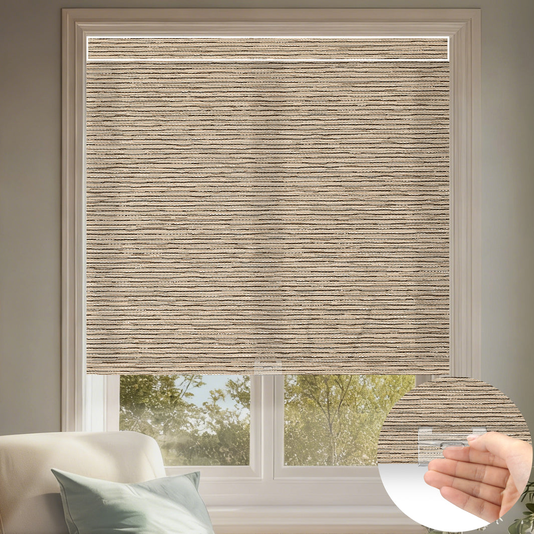 Kincmo Cordless Light Filtering Roller Shades 75% Blackout - Aqua Waves