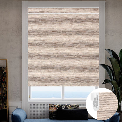 Kincmo No Drill Roller Shades, Motorized 100% Blackout - Aqua Waves