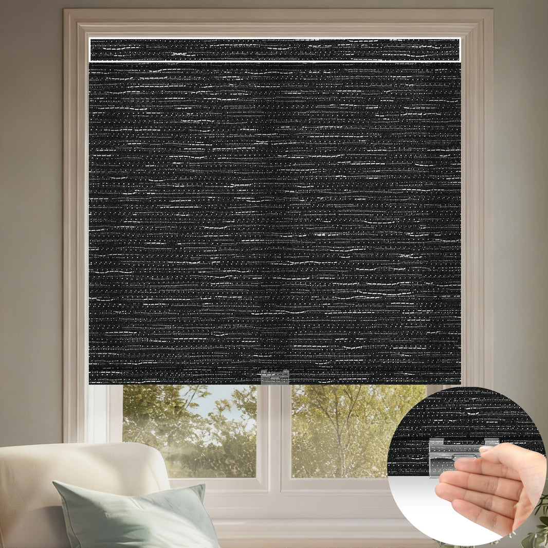 Kincmo Cordless Light Filtering Roller Shades 75% Blackout - Aqua Waves