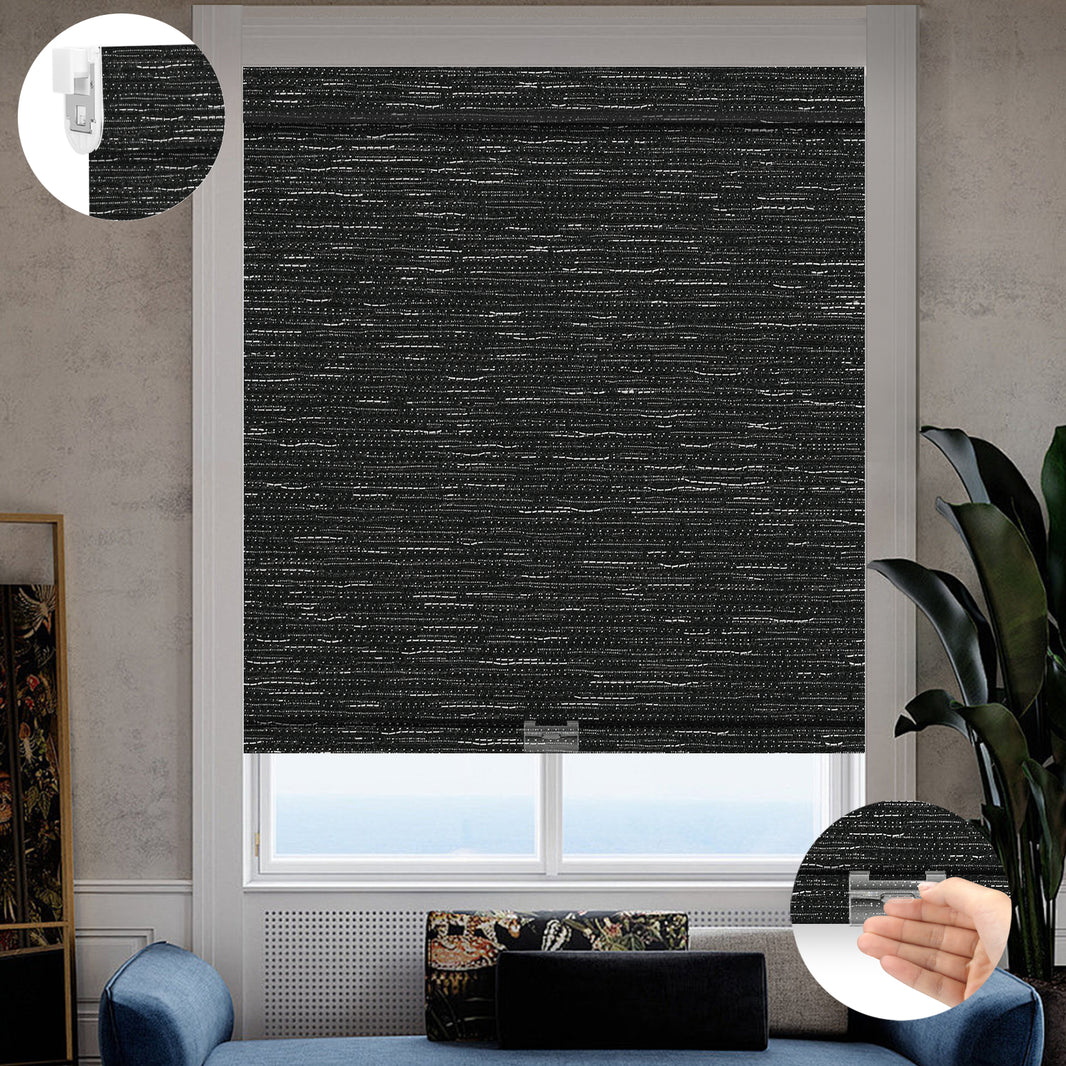 Kincmo No Drill Cordless Roller Shades 100% Blackout - Aqua Waves