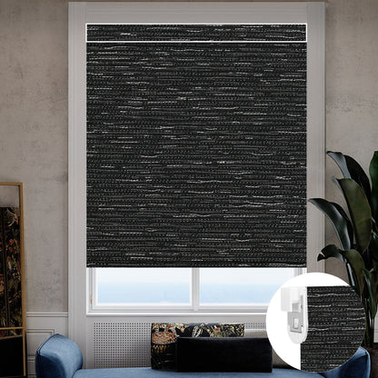 Kincmo No Drill Roller Shades, Motorized 100% Blackout - Aqua Waves