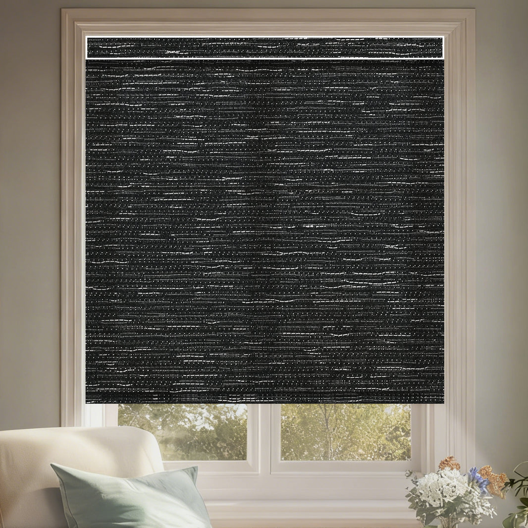 Kincmo Motorized Light Filtering Roller Shades 75% Blackout - Aqua Waves