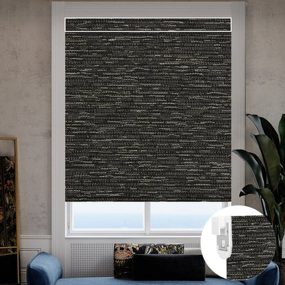 Kincmo No Drill Roller Shades, Motorized 100% Blackout - Aqua Waves