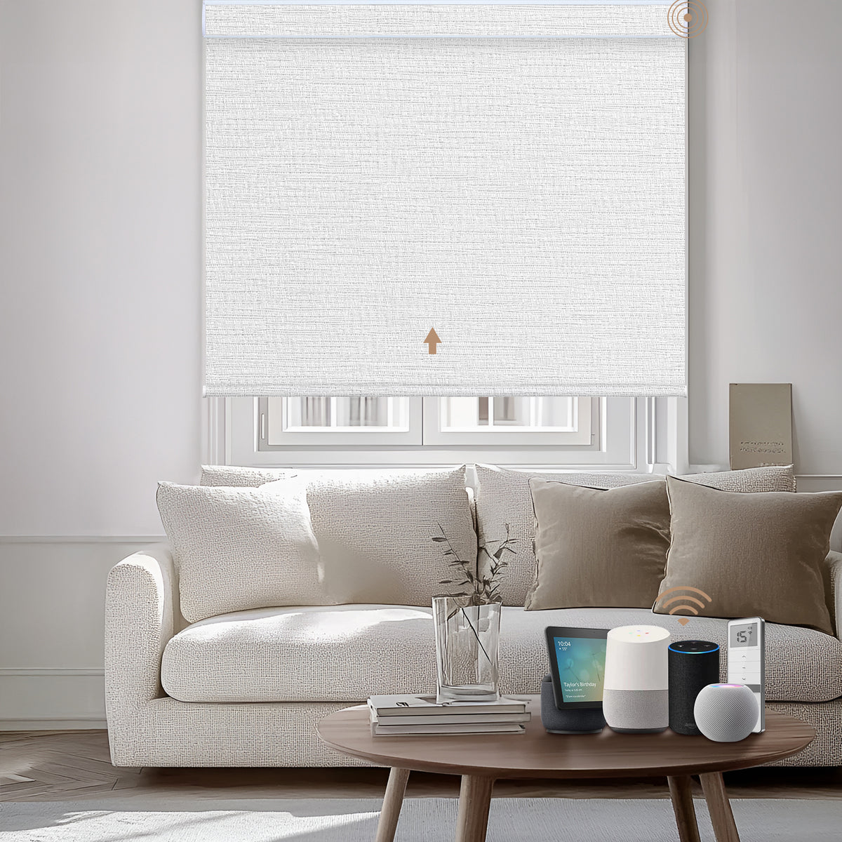 Kincmo Motorized Roller Shades 100% Blackout - Aqua Waves