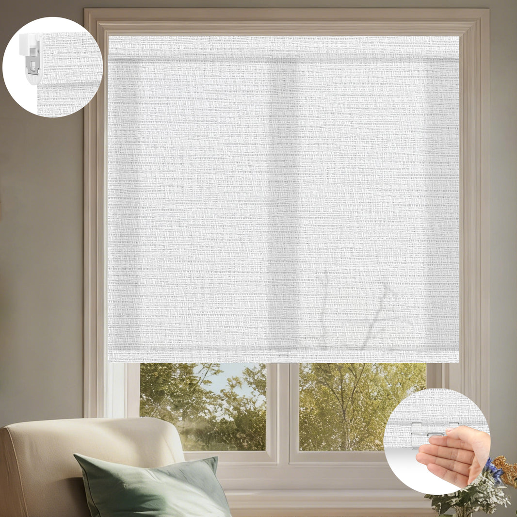 Kincmo No Drill Cordless Light Filtering Roller Shades 75% Blackout - Aqua Waves