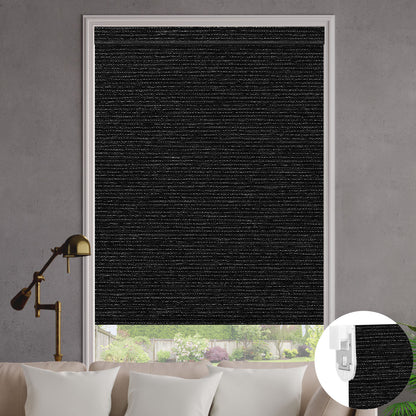 Kincmo No Drill Roller Shades, Motorized 100% Blackout - Atlantic