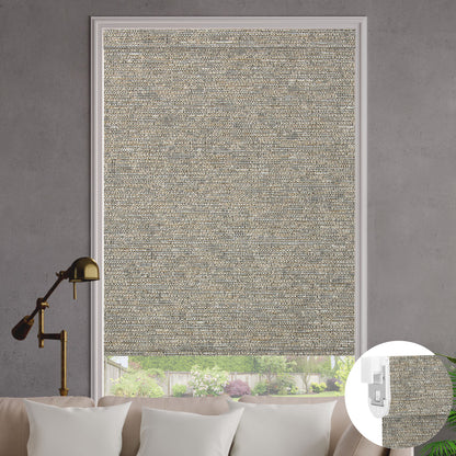 Kincmo No Drill Roller Shades, Motorized 100% Blackout - Atlantic