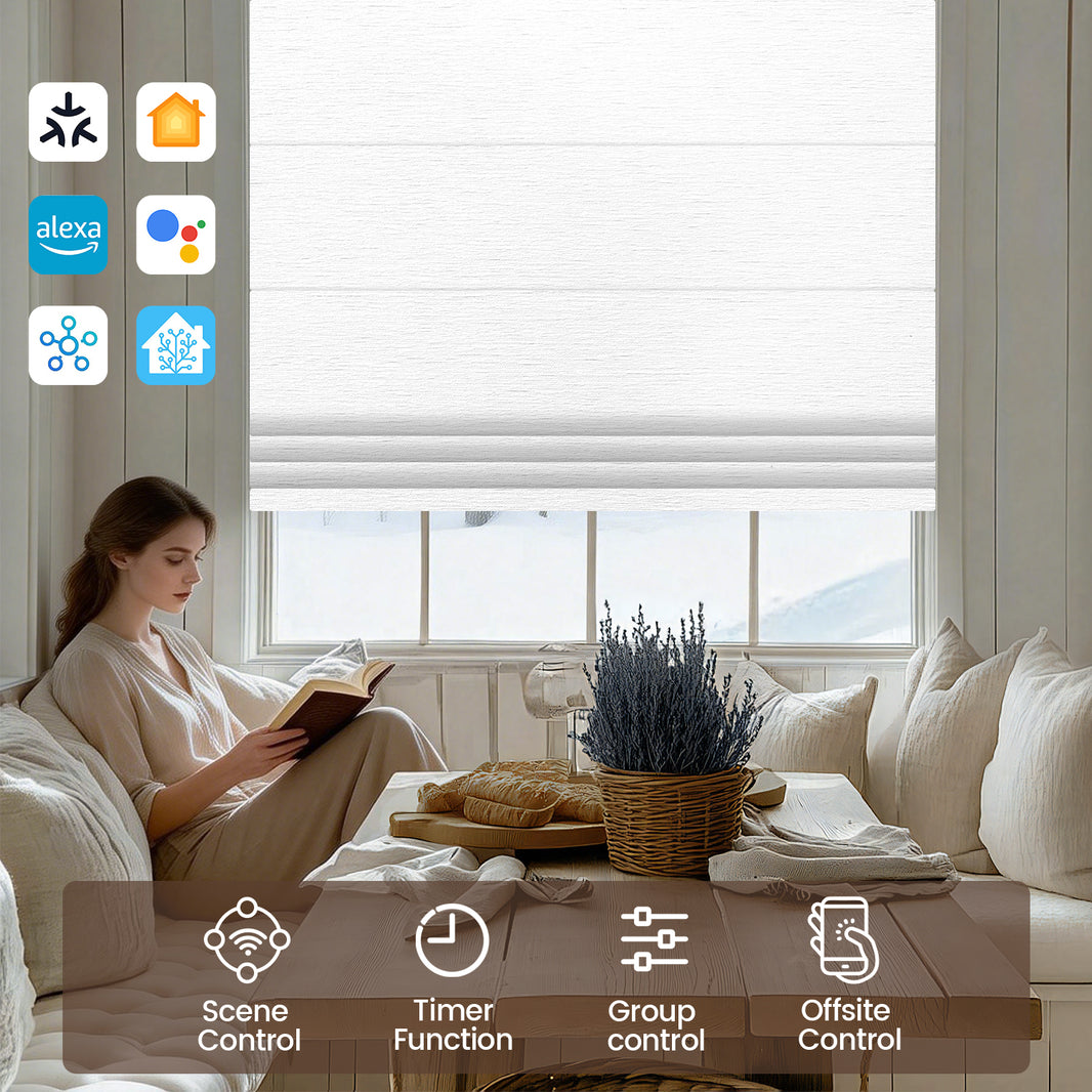 Kincmo Motorized Roman Shades 100% Blackout - Atlantic