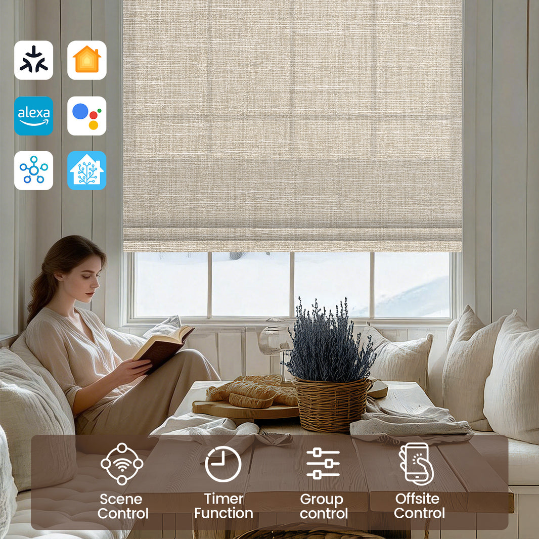 Kincmo Motorized Light Filtering Roman Shades 70% Blackout - Aurora