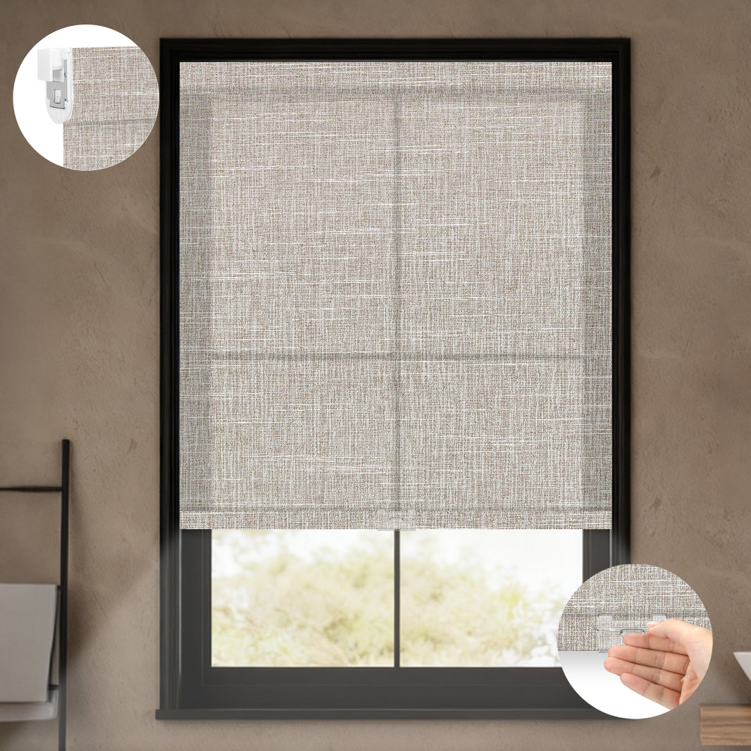 Kincmo No Drill Cordless Light Filtering Roller Shades 70% Blackout - Aurora