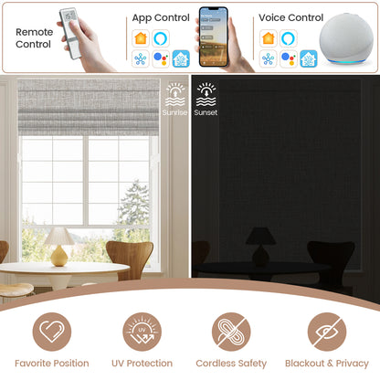 Kincmo Motorized Roman Shades 100% Blackout - Aurora