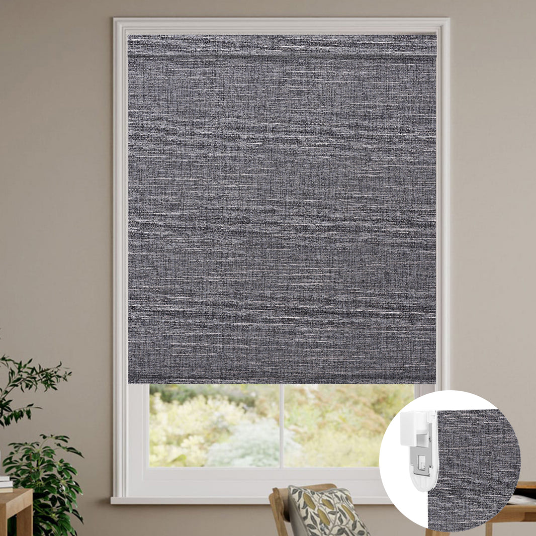 Kincmo No Drill Roller Shades, Motorized 100% Blackout - Aurora
