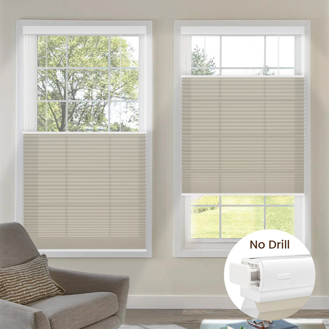 Kincmo No Drill Top Down Bottom Up Cellular Shades, Motorized Light Filtering