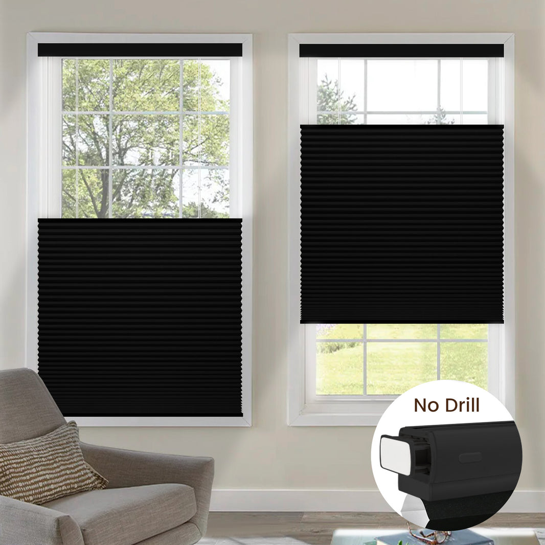 Kincmo No Drill Top Down Bottom Up Cellular Shades, Motorized 100% Blackout