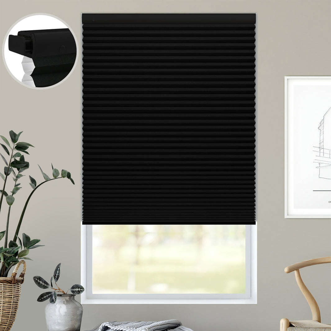 Kincmo No Drill Cellular Shades, Motorized 100% Blackout