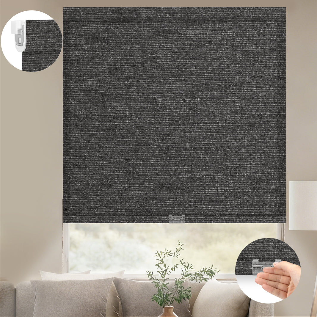 Kincmo No Drill Cordless Light Filtering Roller Shades 75% Blackout - Classic