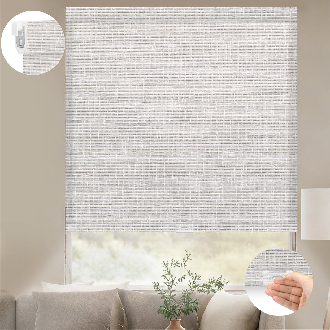 Kincmo No Drill Cordless Light Filtering Roller Shades 75% Blackout - Classic