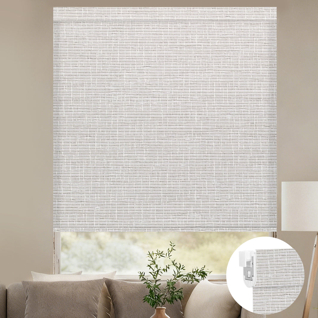 Kincmo No Drill Roller Shades, Motorized 75% Blackout Light Filtering - Classic