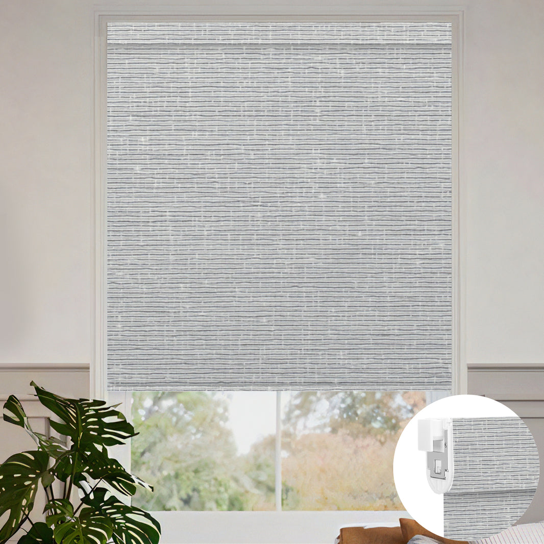 Kincmo No Drill Shades, Motorized 100% Blackout - Classic