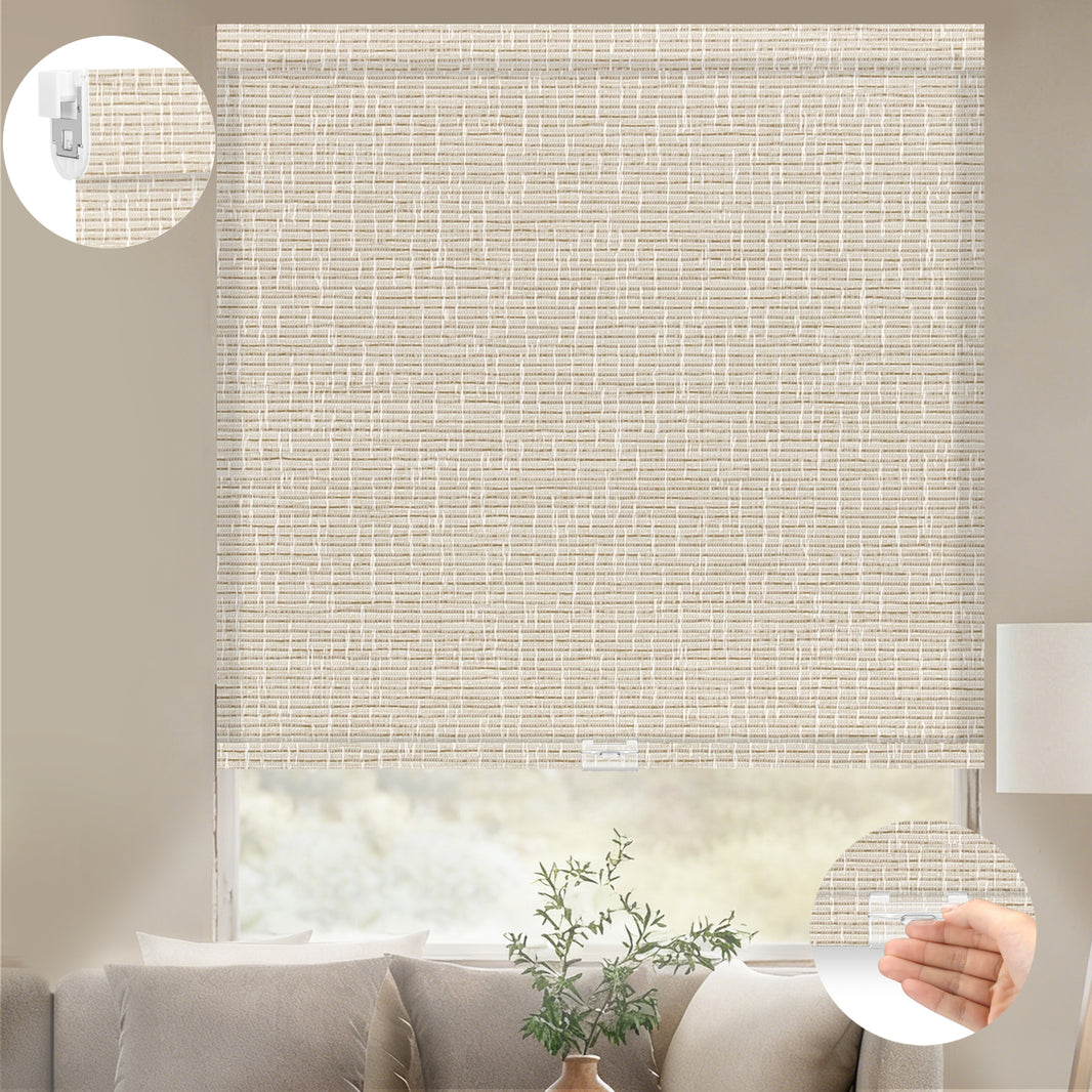 Kincmo No Drill Cordless Light Filtering Roller Shades 75% Blackout - Classic