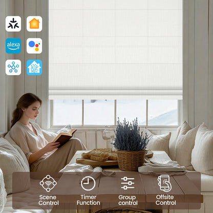 Kincmo Motorized Light Filtering Roman Shades 75%/85% Blackout - Classic