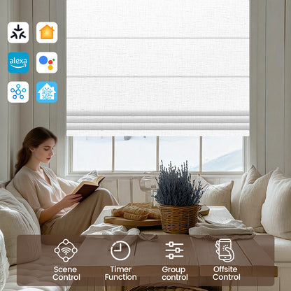 Kincmo Motorized Roman Shades 100% Blackout - Classic