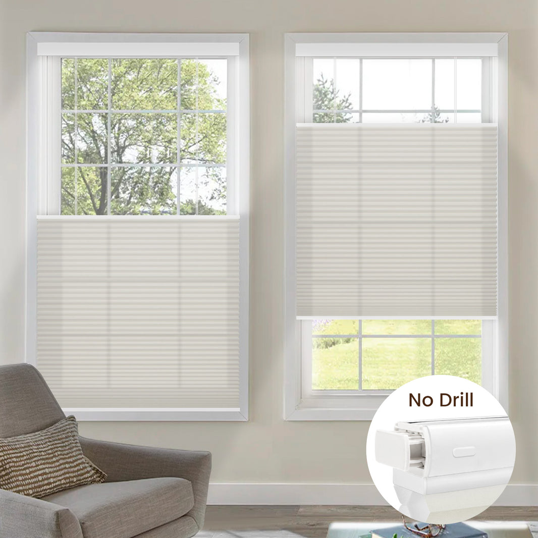 Kincmo No Drill Top Down Bottom Up Cellular Shades, Motorized Light Filtering | Double Cell