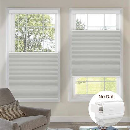 Kincmo No Drill Top Down Bottom Up Cellular Shades, Motorized 100% Blackout | Double Cell