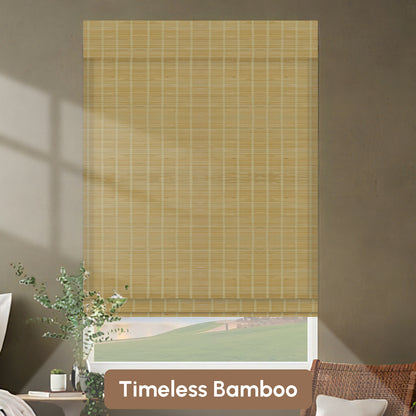Kincmo Motorized 100% Bamboo Shades 50%/70%/100% Blackout - Pure Bamboo