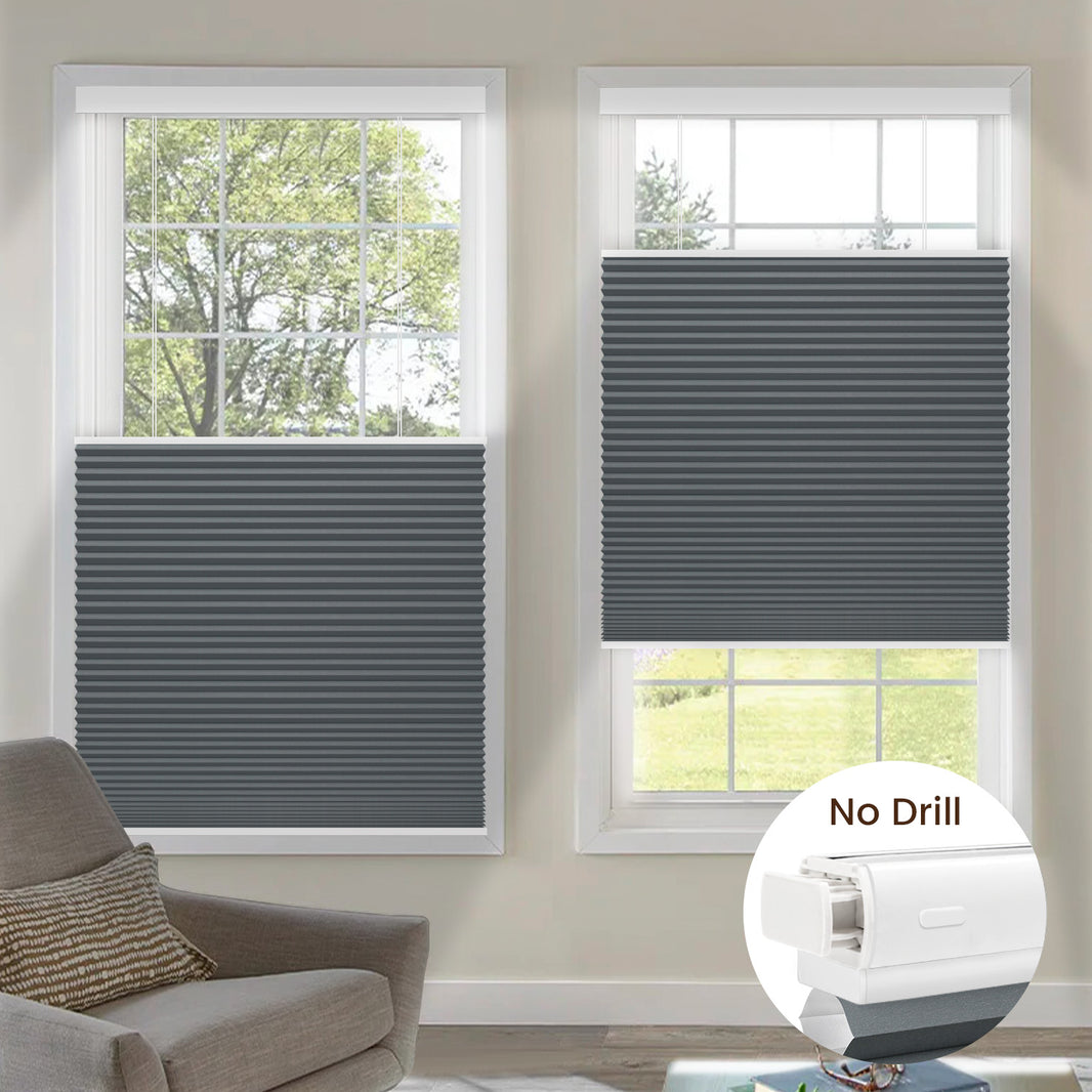 Kincmo No Drill Top Down Bottom Up Cellular Shades, Motorized 100% Blackout