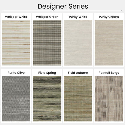 Kincmo Motorized Natural Woven Wood Shades 50%/70%/100% Blackout - Designer