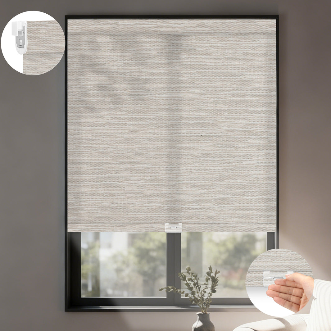 Kincmo No Drill Cordless Light Filtering Roller Shades 75% Blackout - Dreamy