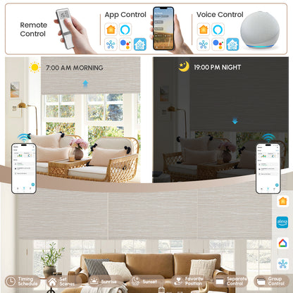 Kincmo No Drill Roller Shades, Motorized 100% Blackout - Dreamy