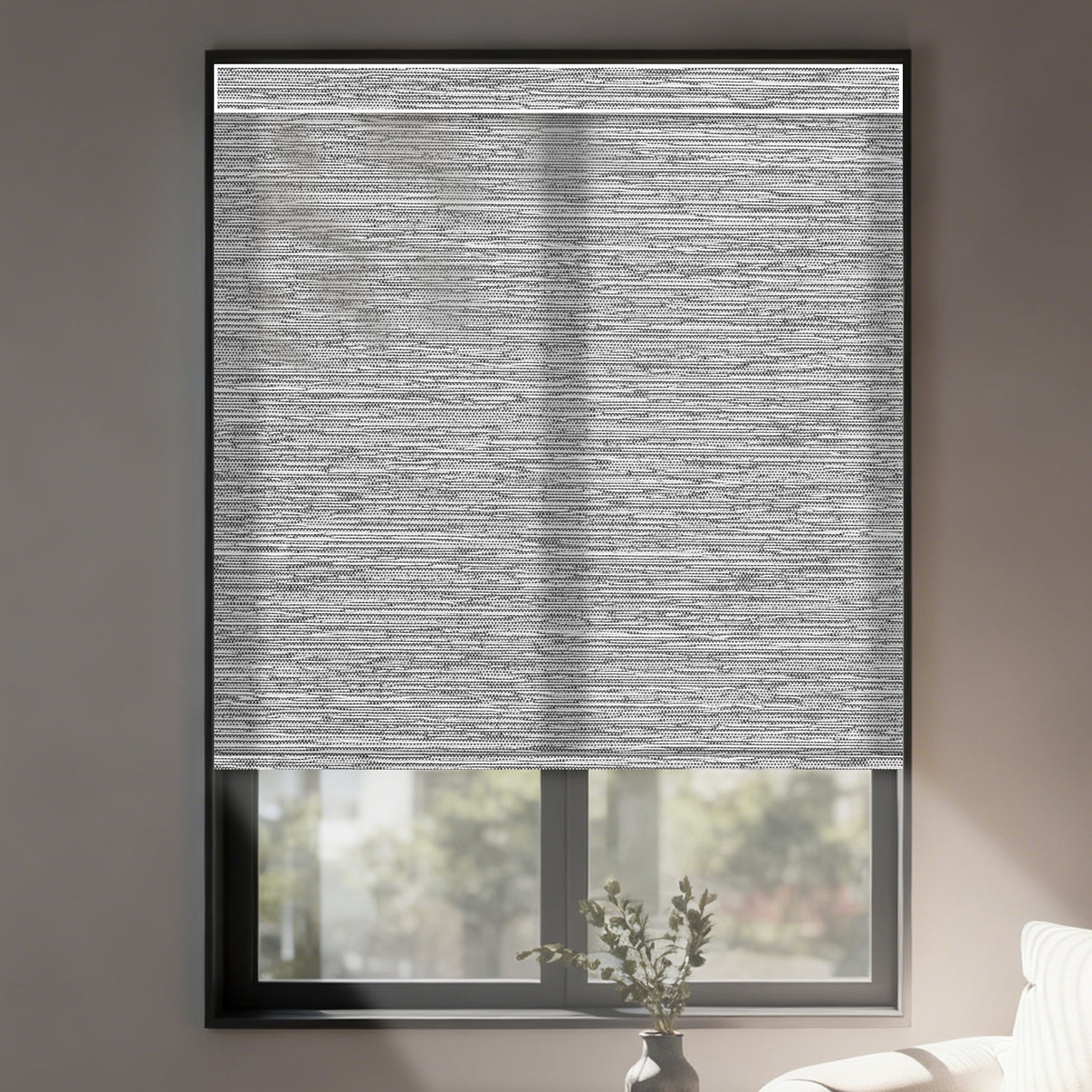 grey light filtering motorized roller shades