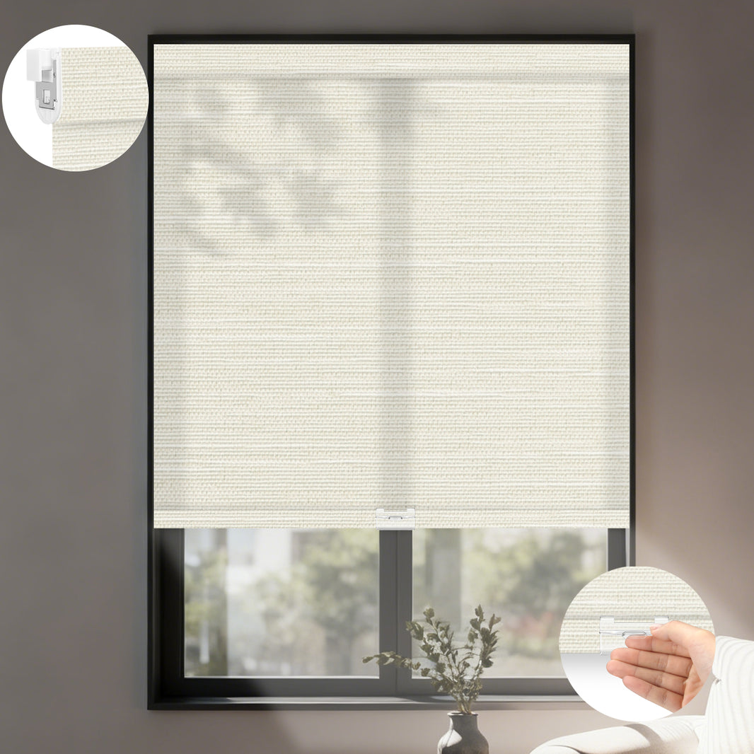 Kincmo No Drill Cordless Light Filtering Roller Shades 75% Blackout - Dreamy