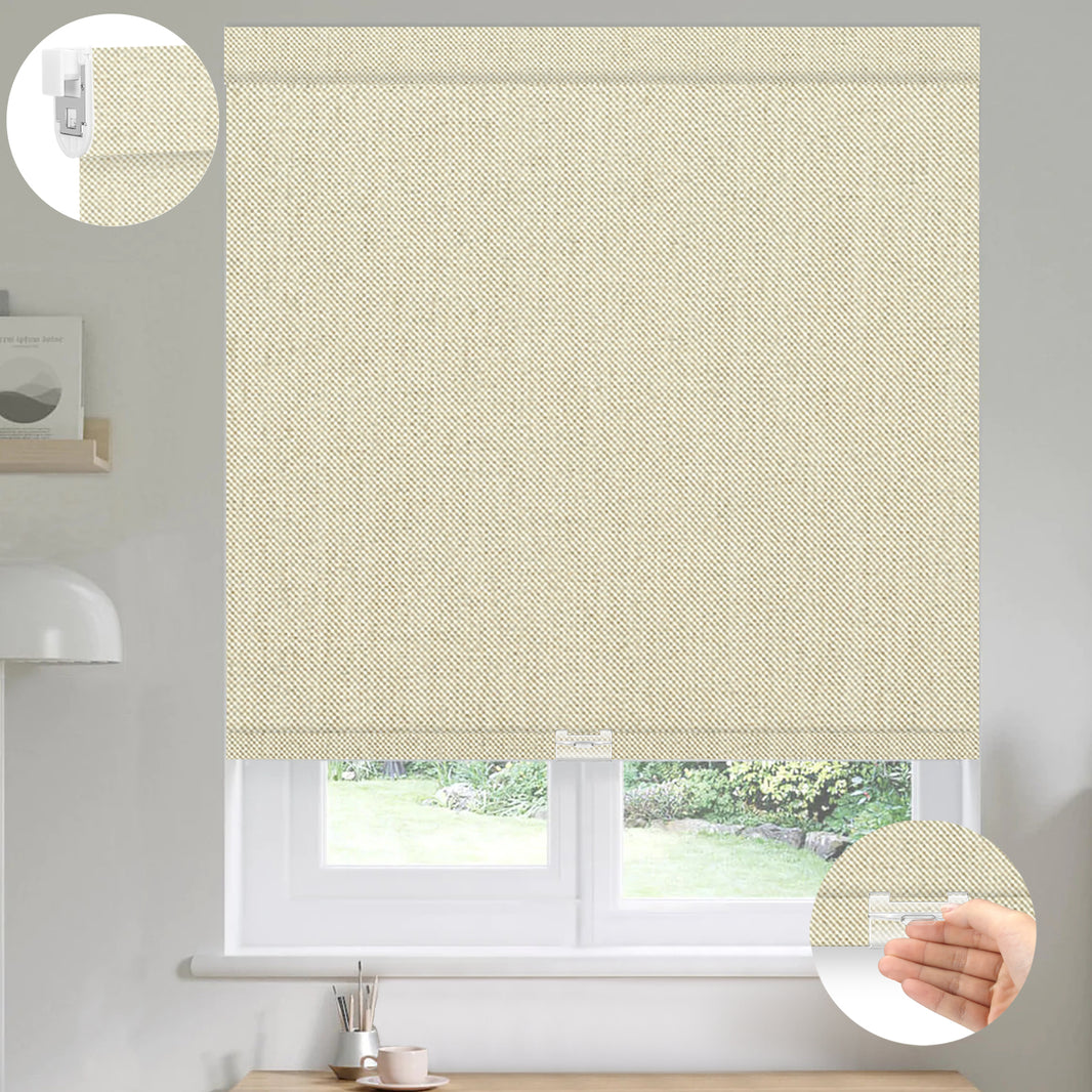 Kincmo No Drill Cordless Roller Shades 100% Blackout- Dual Sided