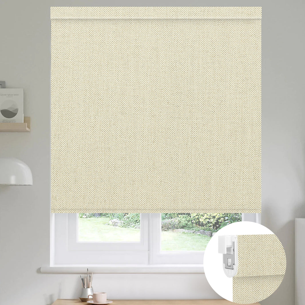 Kincmo No Drill Roller Shades, Motorized 100% Blackout - Dual Sided