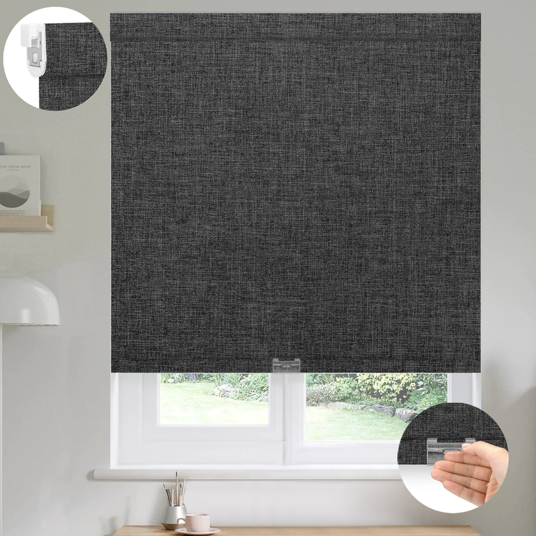 Kincmo No Drill Cordless Roller Shades 100% Blackout- Dual Sided