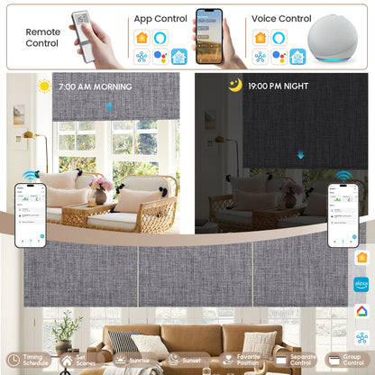 Kincmo No Drill Roller Shades, Motorized 100% Blackout - Dual Sided