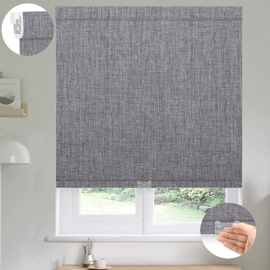 Kincmo No Drill Cordless Roller Shades 100% Blackout- Dual Sided