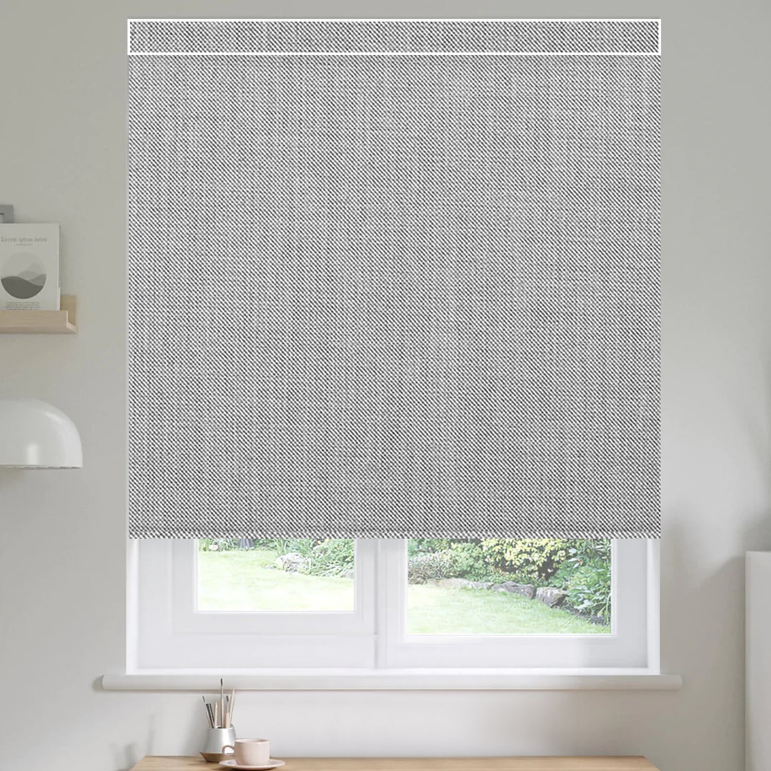 【OMMO】WIDE TAPE SHORT BOLERO／グレー Dual-Sided Motorized 100% Blackout Roller Shades | Kincmo