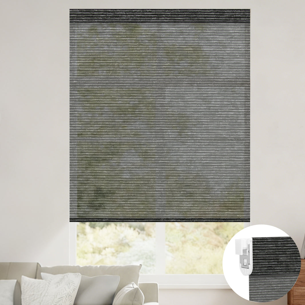 Kincmo No Drill Roller Shades, Motorized 50% Blackout Light Filtering - Eclipse