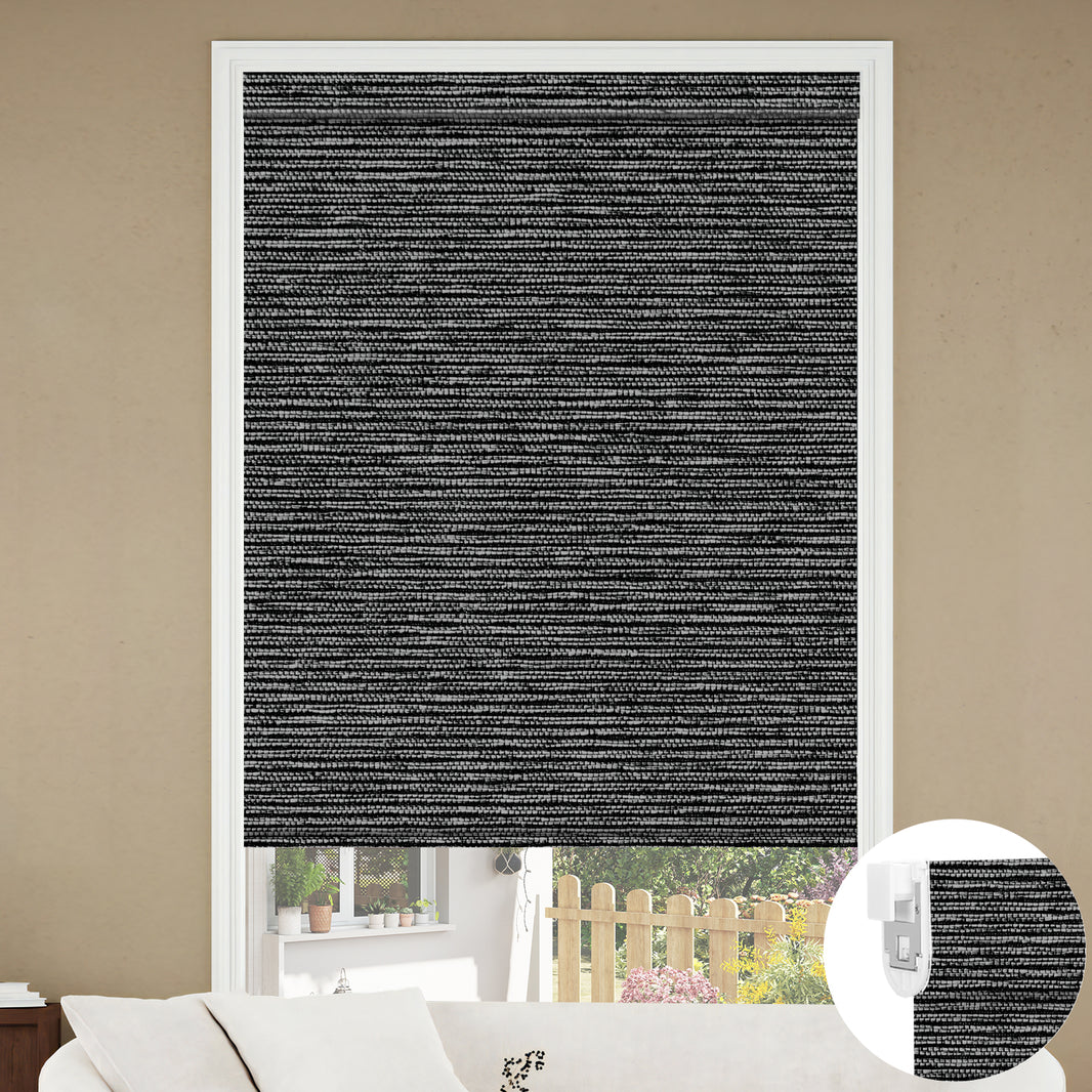 Kincmo No Drill Roller Shades, Motorized 100% Blackout - Eclipse