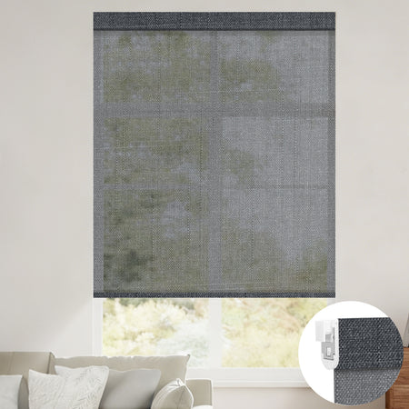 Kincmo No Drill Roller Shades, Motorized 50% Blackout Light Filtering - Eclipse