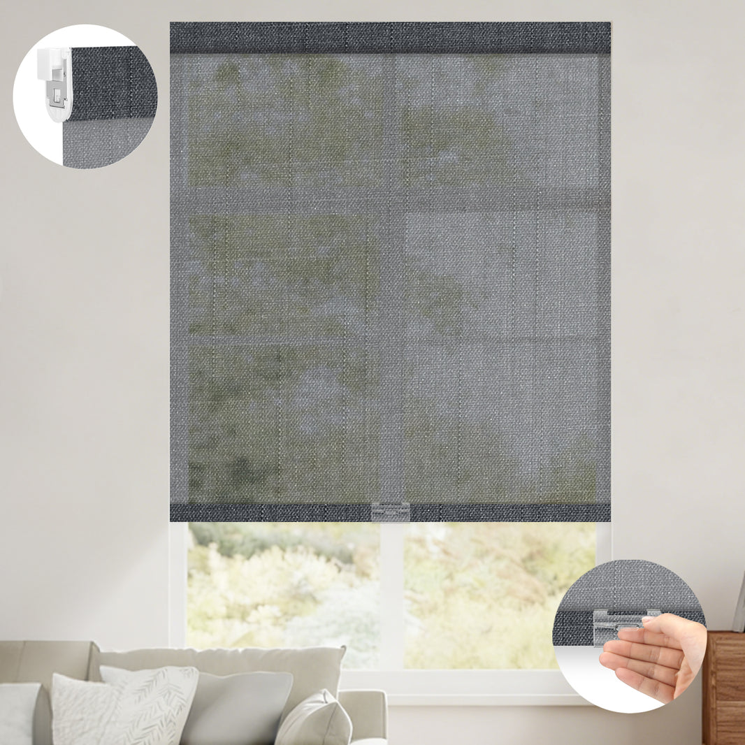 Kincmo No Drill Cordless Light Filtering Roller Shades 50% Blackout - Eclipse